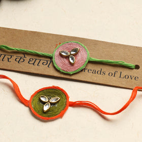 Handmade Kundan Work Rakhi (Assorted Set of 2)