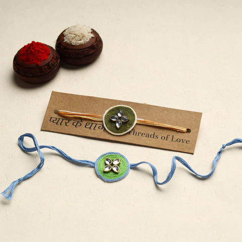Handmade Kundan Work Rakhi (Assorted Set of 2)