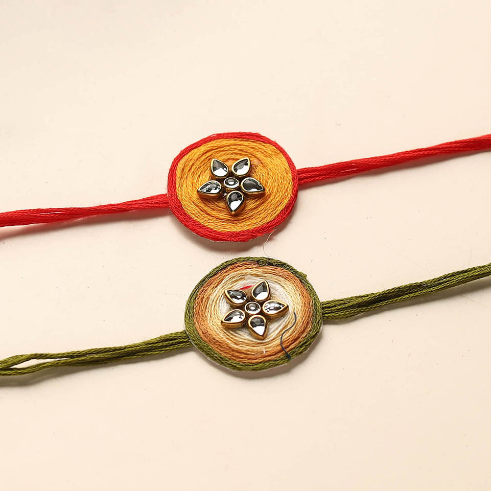 Handmade Kundan Work Rakhi (Assorted Set of 2)