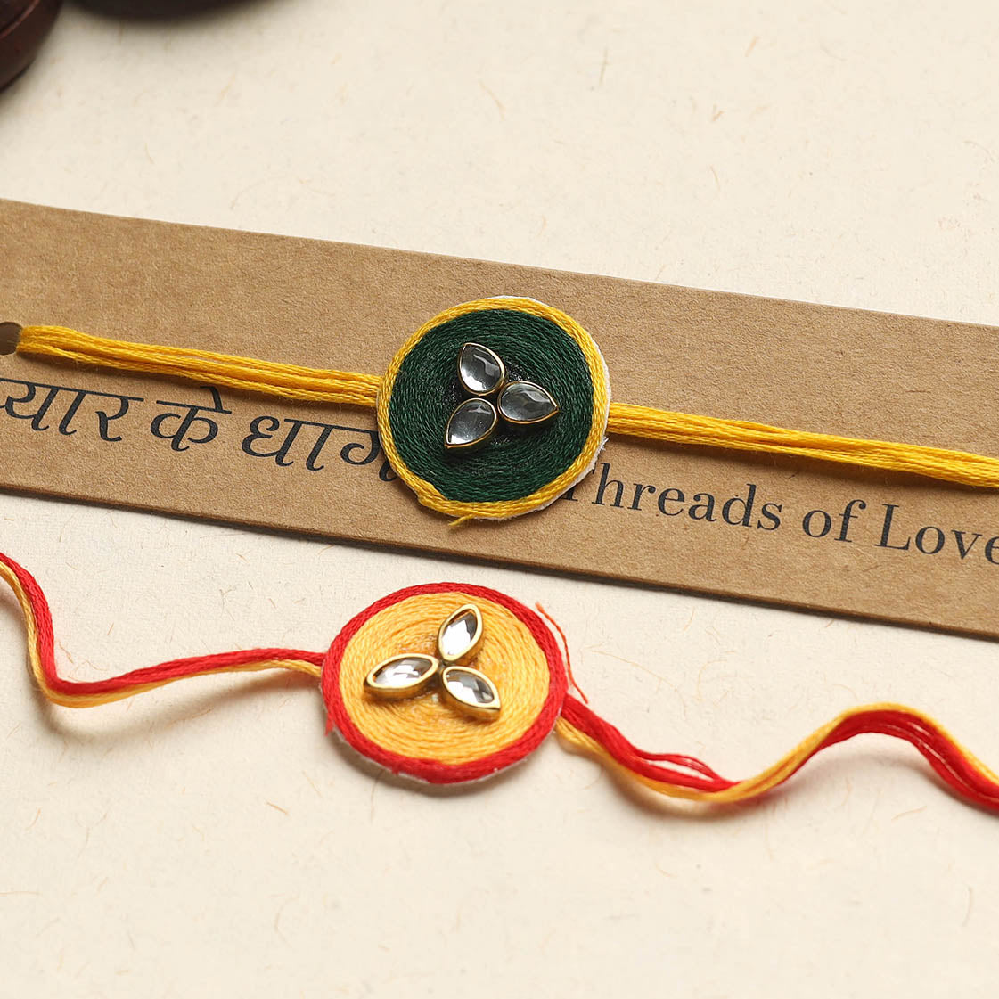 Handmade Kundan Work Rakhi (Assorted Set of 2)