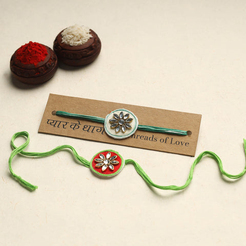 Handmade Kundan Work Rakhi (Assorted Set of 2)