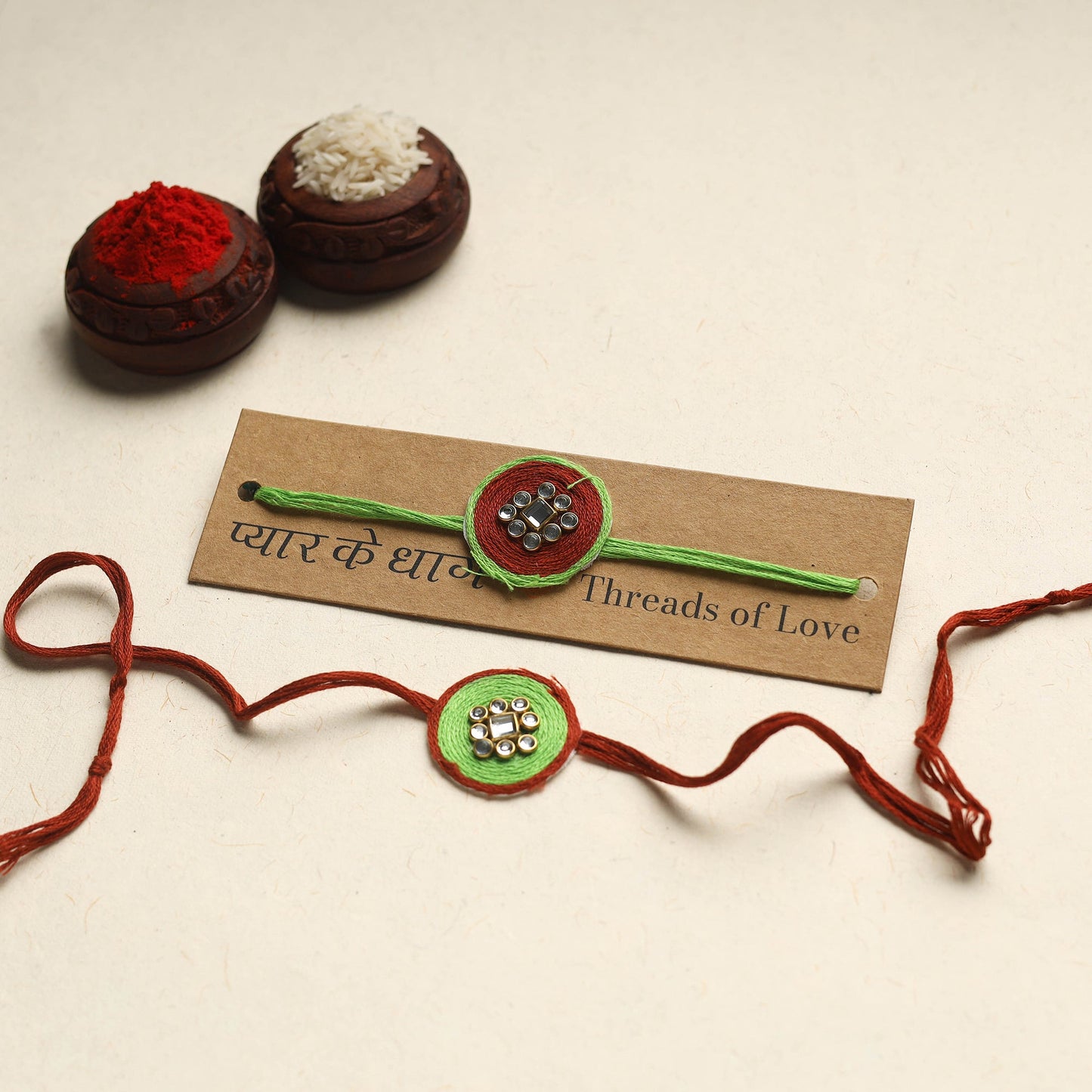 Handmade Kundan Work Rakhi (Assorted Set of 2)