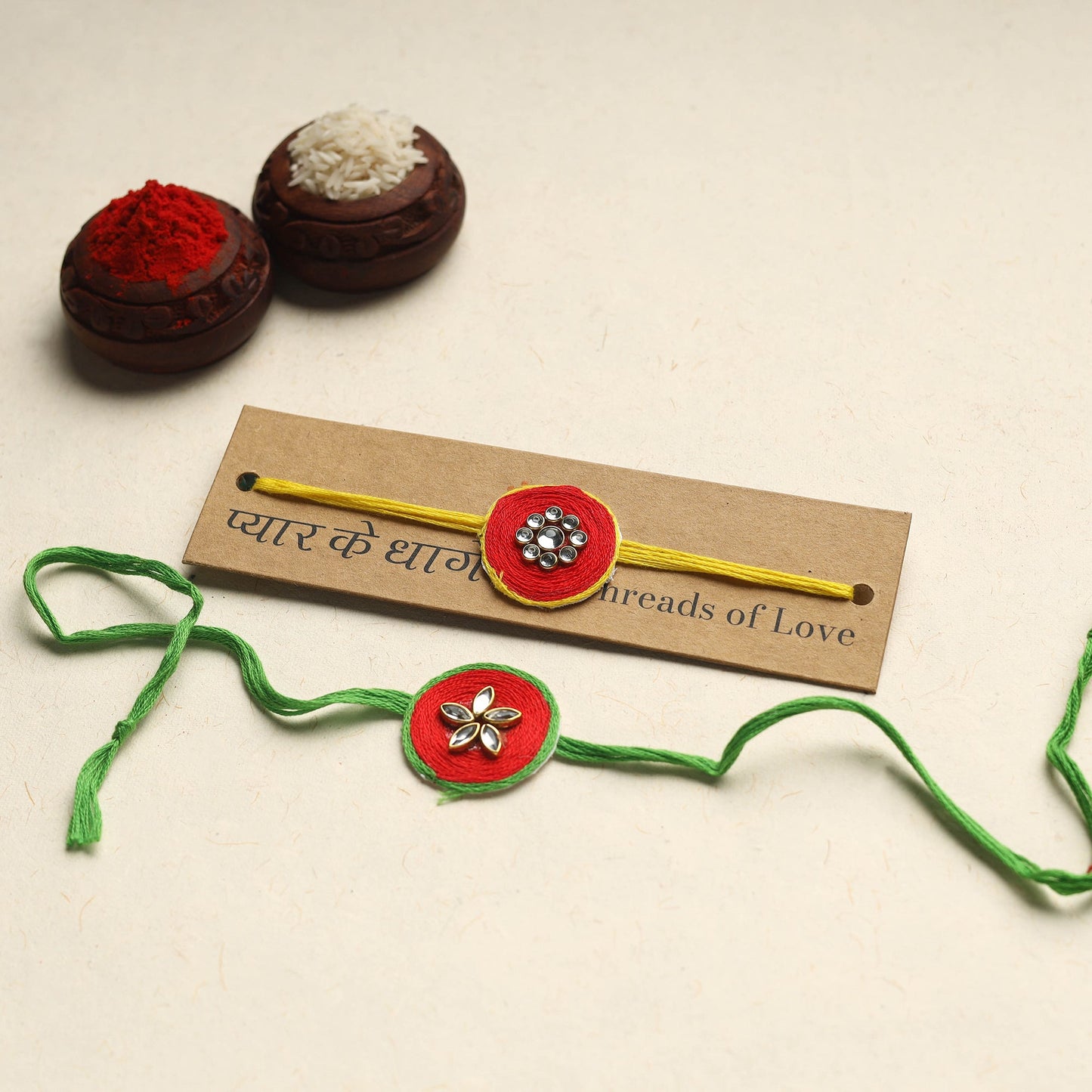 Handmade Kundan Work Rakhi (Assorted Set of 2)