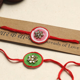 Handmade Kundan Work Rakhi (Assorted Set of 2)
