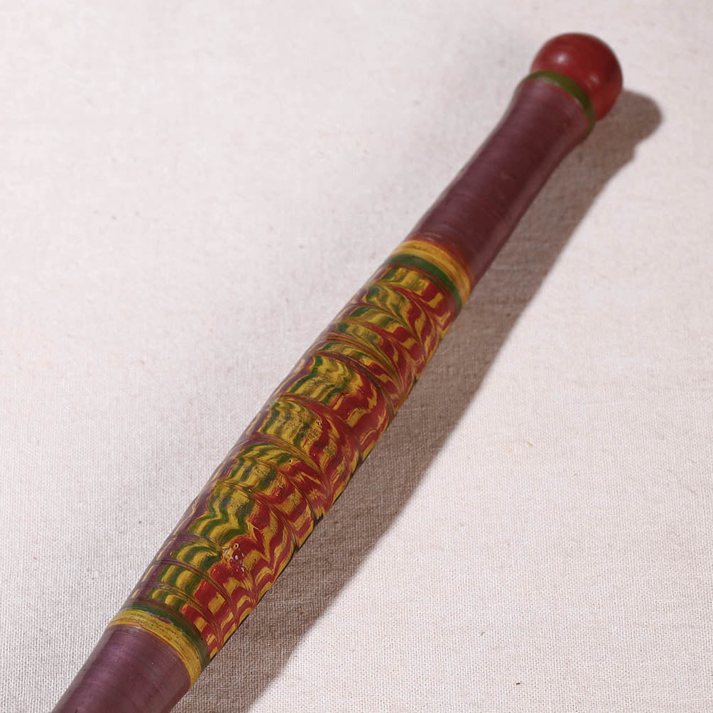  Handmade Lacquered Wooden Belan/बेलन (Chapatti Roller, Rolling Pin - Small) 