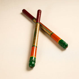  Handmade Lacquered Wooden Garba Dandiya Sticks 