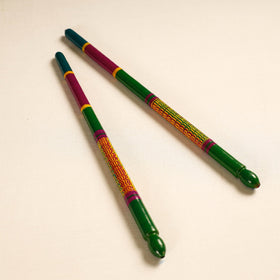  Handmade Lacquered Wooden Garba Dandiya Sticks 