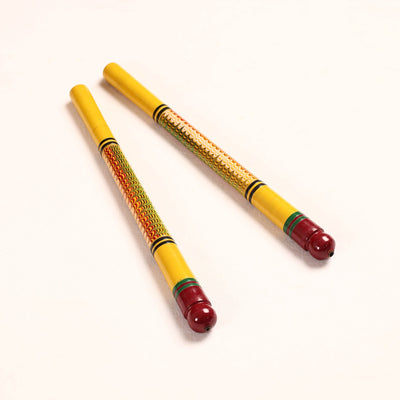  Handmade Lacquered Wooden Garba Dandiya Sticks (Set of 2) 