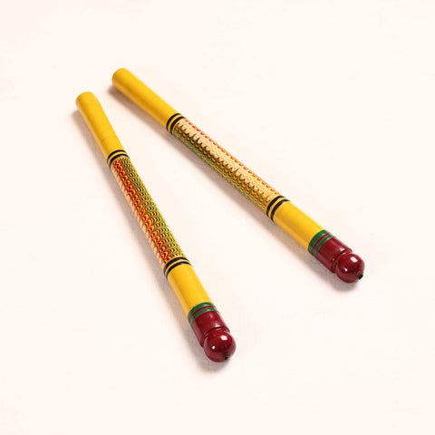 Handmade Lacquered Wooden Garba Dandiya Sticks (Set of 2) 