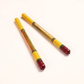 Handmade Lacquered Wooden Garba Dandiya Sticks (Set of 2) 