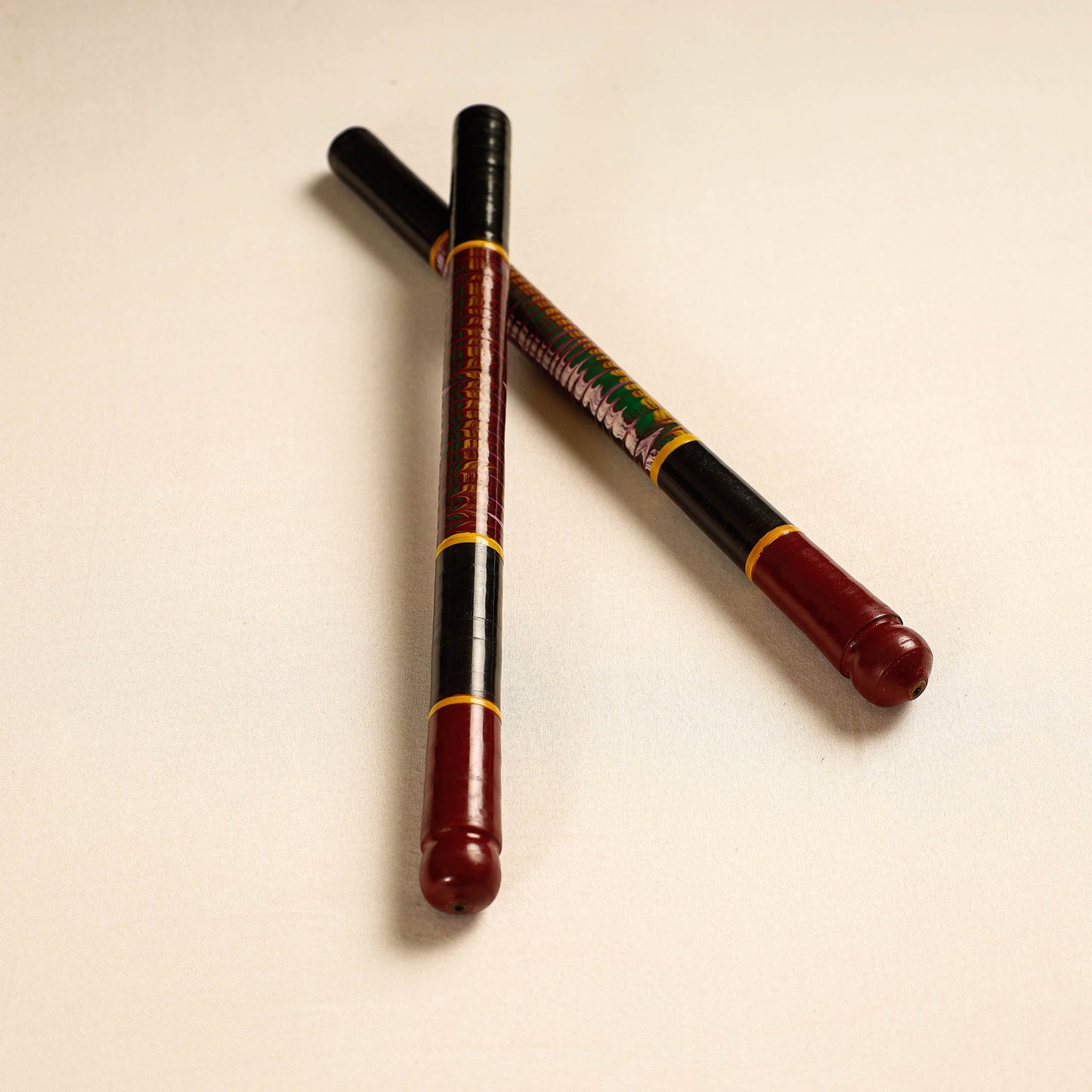  Handmade Lacquered Wooden Garba Dandiya Sticks 