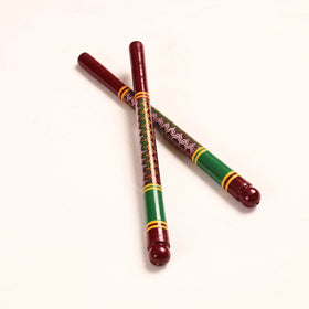  Handmade Lacquered Wooden Garba Dandiya Sticks (Set of 2) 