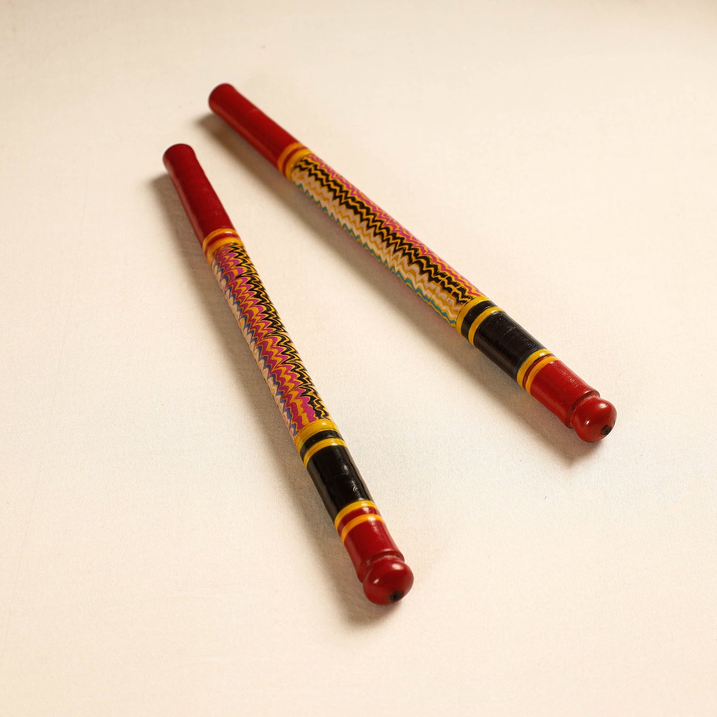  Handmade Lacquered Wooden Garba Dandiya Sticks 
