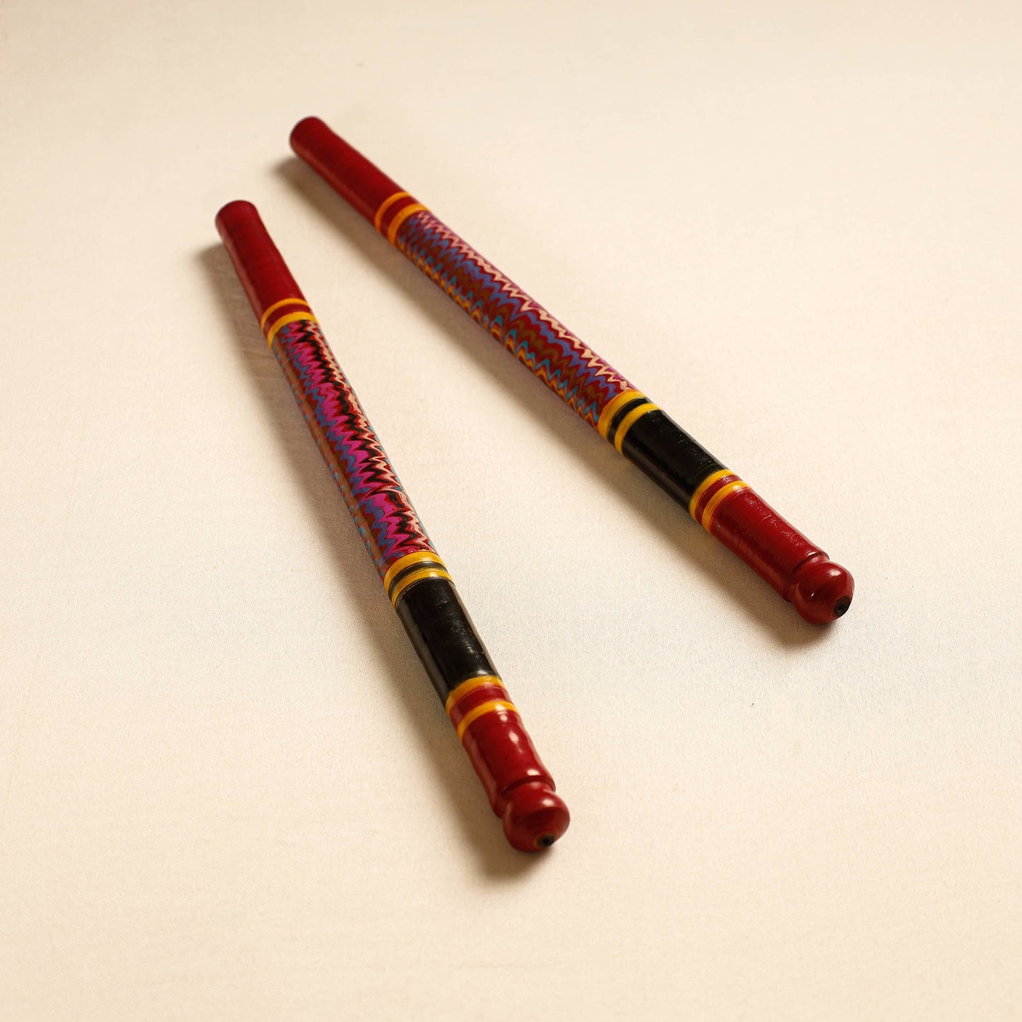  Handmade Lacquered Wooden Garba Dandiya Sticks 