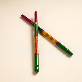  Handmade Lacquered Wooden Garba Dandiya Sticks 