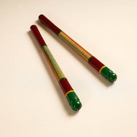  Handmade Lacquered Wooden Garba Dandiya Sticks 