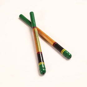  Handmade Lacquered Wooden Garba Dandiya Sticks (Set of 2) 
