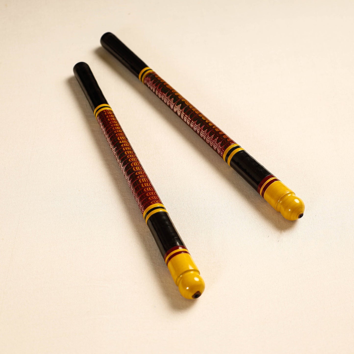  Handmade Lacquered Wooden Garba Dandiya Sticks 