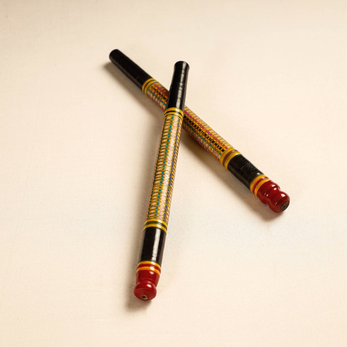  Handmade Lacquered Wooden Garba Dandiya Sticks 