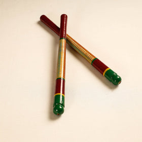  Handmade Lacquered Wooden Garba Dandiya Sticks 