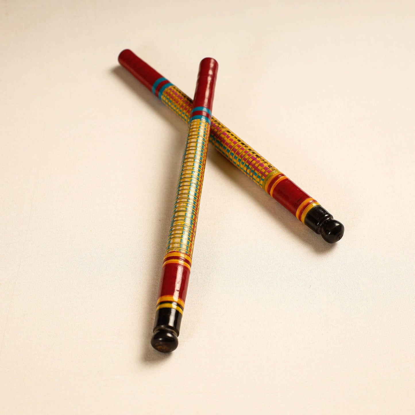  Handmade Lacquered Wooden Garba Dandiya Sticks 