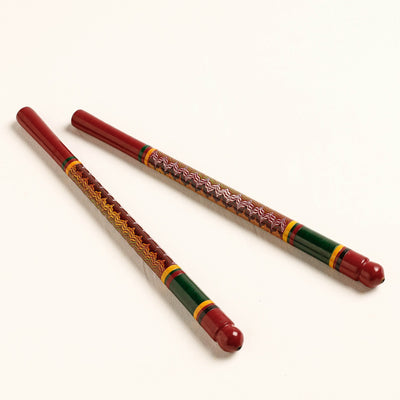  Handmade Lacquered Wooden Garba Dandiya Sticks 