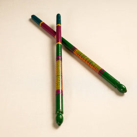  Handmade Lacquered Wooden Garba Dandiya Sticks 