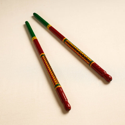  Handmade Lacquered Wooden Garba Dandiya Sticks 