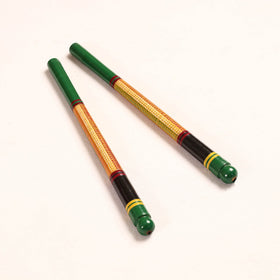  Handmade Lacquered Wooden Garba Dandiya Sticks (Set of 2) 