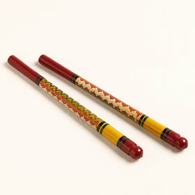  Handmade Lacquered Wooden Garba Dandiya Sticks 