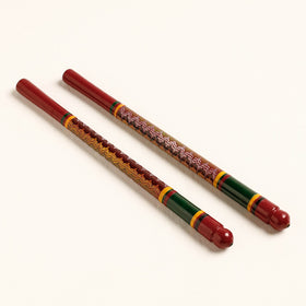  Handmade Lacquered Wooden Garba Dandiya Sticks 