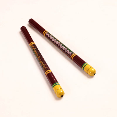  Handmade Lacquered Wooden Garba Dandiya Sticks (Set of 2) 