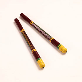  Handmade Lacquered Wooden Garba Dandiya Sticks (Set of 2) 