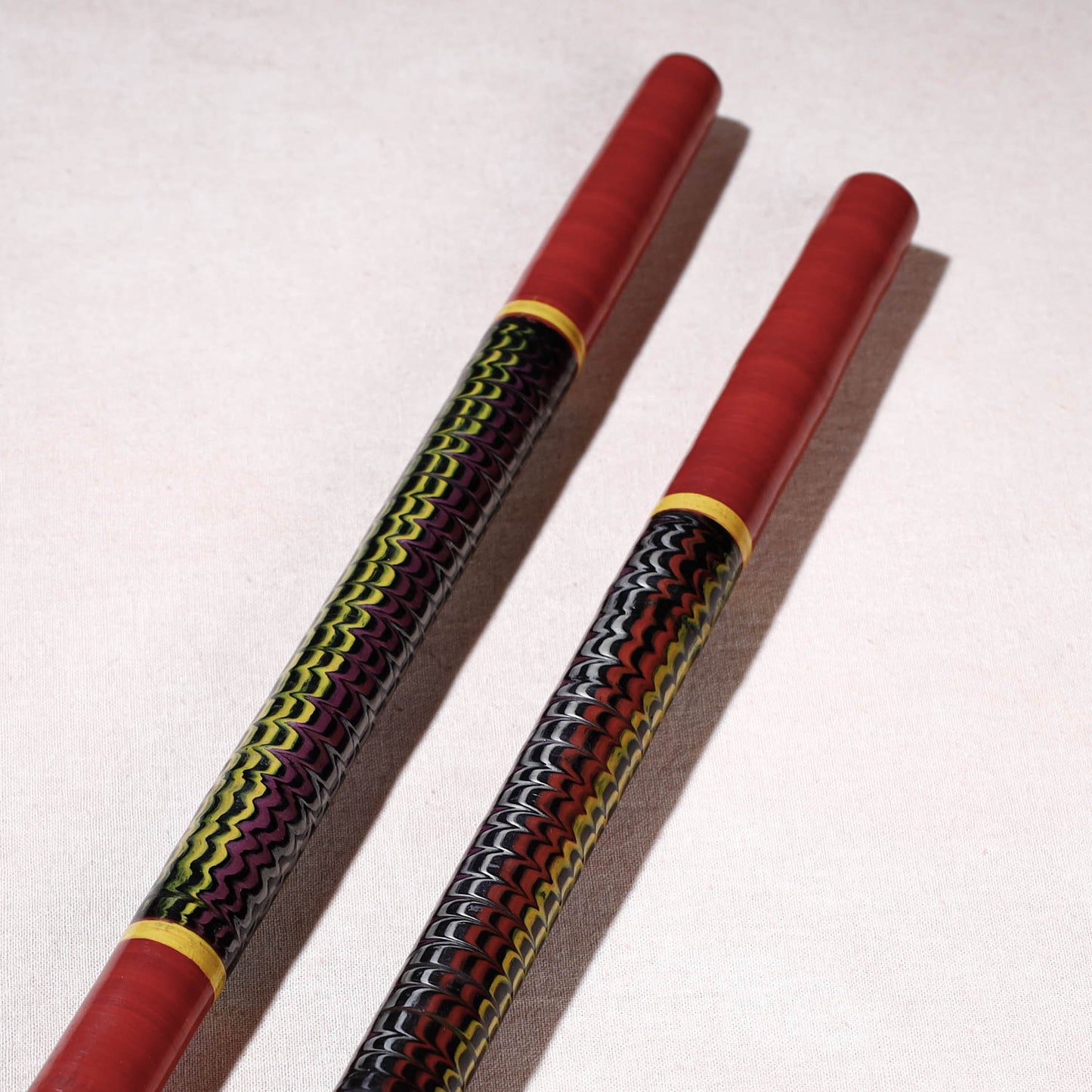  Handmade Lacquered Wooden Garba Dandiya Sticks 
