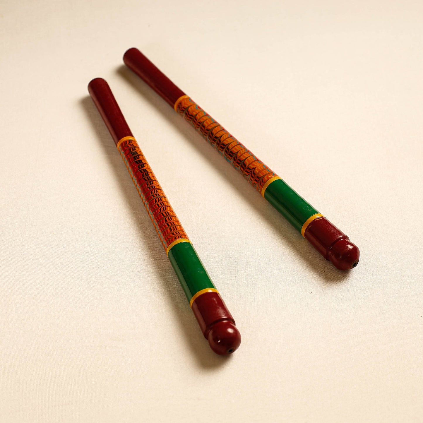  Handmade Lacquered Wooden Garba Dandiya Sticks 