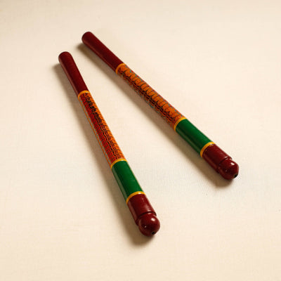  Handmade Lacquered Wooden Garba Dandiya Sticks 