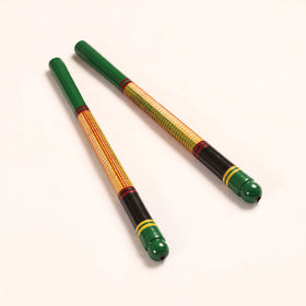  Handmade Lacquered Wooden Garba Dandiya Sticks (Set of 2) 