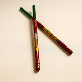  Handmade Lacquered Wooden Garba Dandiya Sticks 