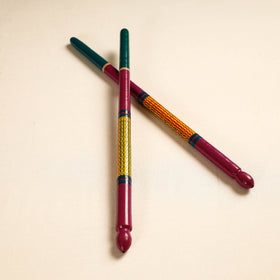  Handmade Lacquered Wooden Garba Dandiya Sticks 
