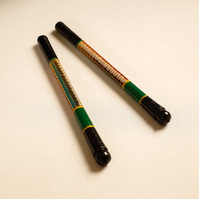  Handmade Lacquered Wooden Garba Dandiya Sticks 