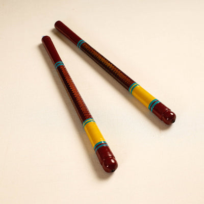  Handmade Lacquered Wooden Garba Dandiya Sticks 