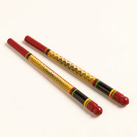  Handmade Lacquered Wooden Garba Dandiya Sticks 