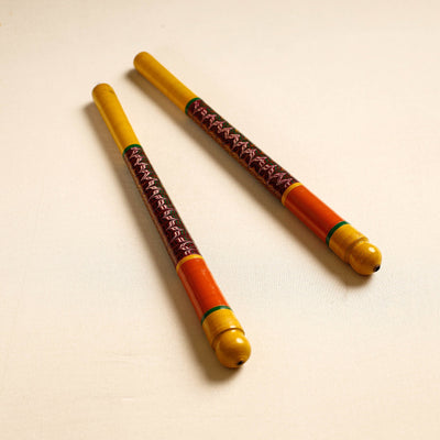  Handmade Lacquered Wooden Garba Dandiya Sticks 