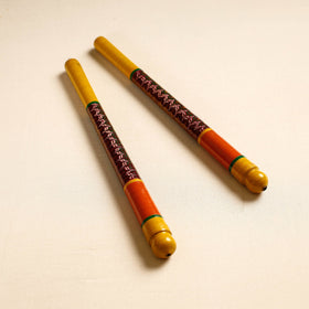  Handmade Lacquered Wooden Garba Dandiya Sticks 
