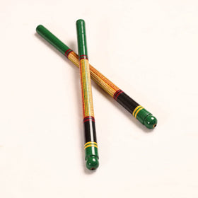  Handmade Lacquered Wooden Garba Dandiya Sticks (Set of 2) 
