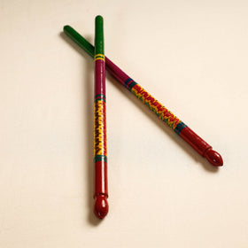  Handmade Lacquered Wooden Garba Dandiya Sticks 