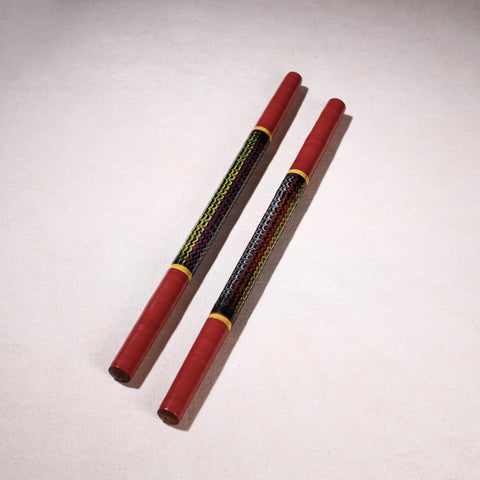  Handmade Lacquered Wooden Garba Dandiya Sticks 