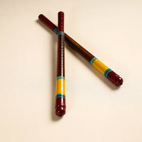  Handmade Lacquered Wooden Garba Dandiya Sticks 