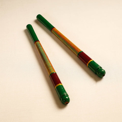  Handmade Lacquered Wooden Garba Dandiya Sticks 