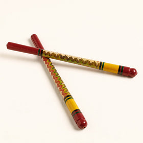  Handmade Lacquered Wooden Garba Dandiya Sticks 
